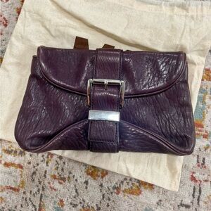 Michael Kors Purple Clutch with Silver Buckle